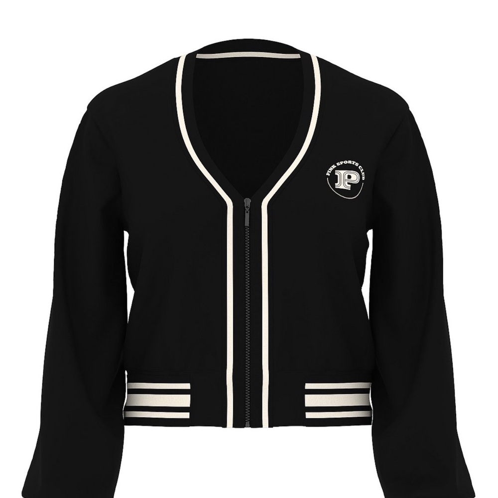 PINK Victoria's Secret Black Varsity Jacket with White Trim